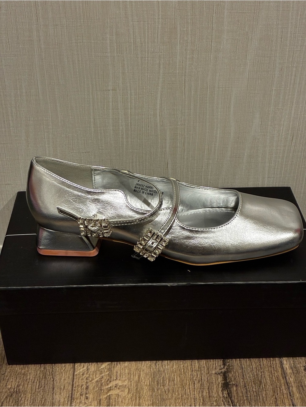 Cape Robbin Silver Mary Jane Flats with Jeweled Straps